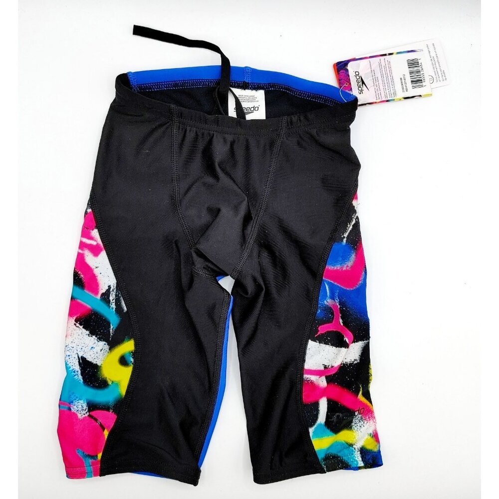 Boys Speedo Pro LT Bolted Jammer Black/Blue/Multicolored Size 24 NEW